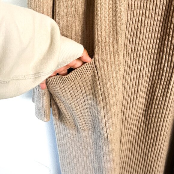 Revolve x Show Me Your Lombardi Long Faux Fur Cardigan in Taupe Tan Brown  L - Picture 6 of 9